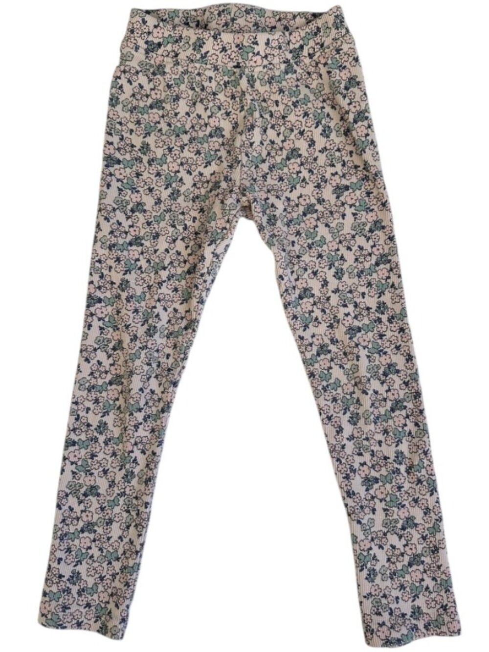 Zara Girls Pink Blue Floral Ribbed Leggings Size 6 / 116